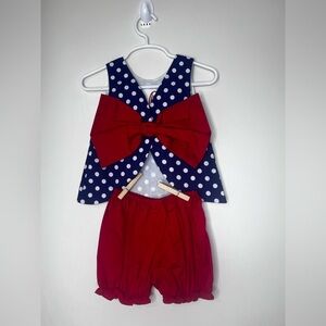 Smocking bug Adorable Kids Polka Dot Set in Blue and White